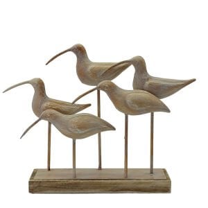 Ahşap Kaideli Metal Kuşlar 35x46cm
