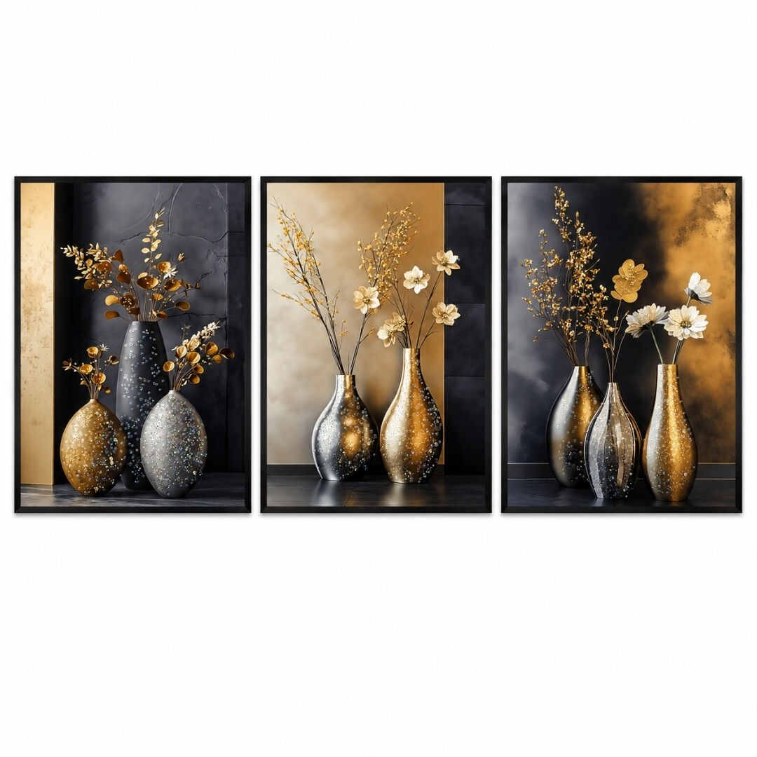 3lü Set Vazolar Epoksi Tablo 80x180cm