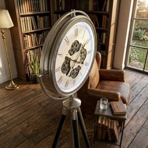 Çarklı Krom Tripot Saat 52x170cm