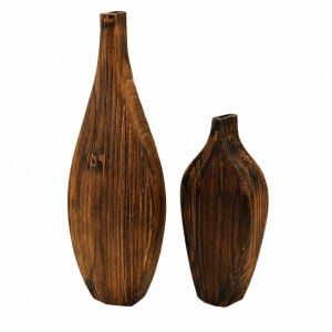 2li Set Ahşap Vazo 14x40cm