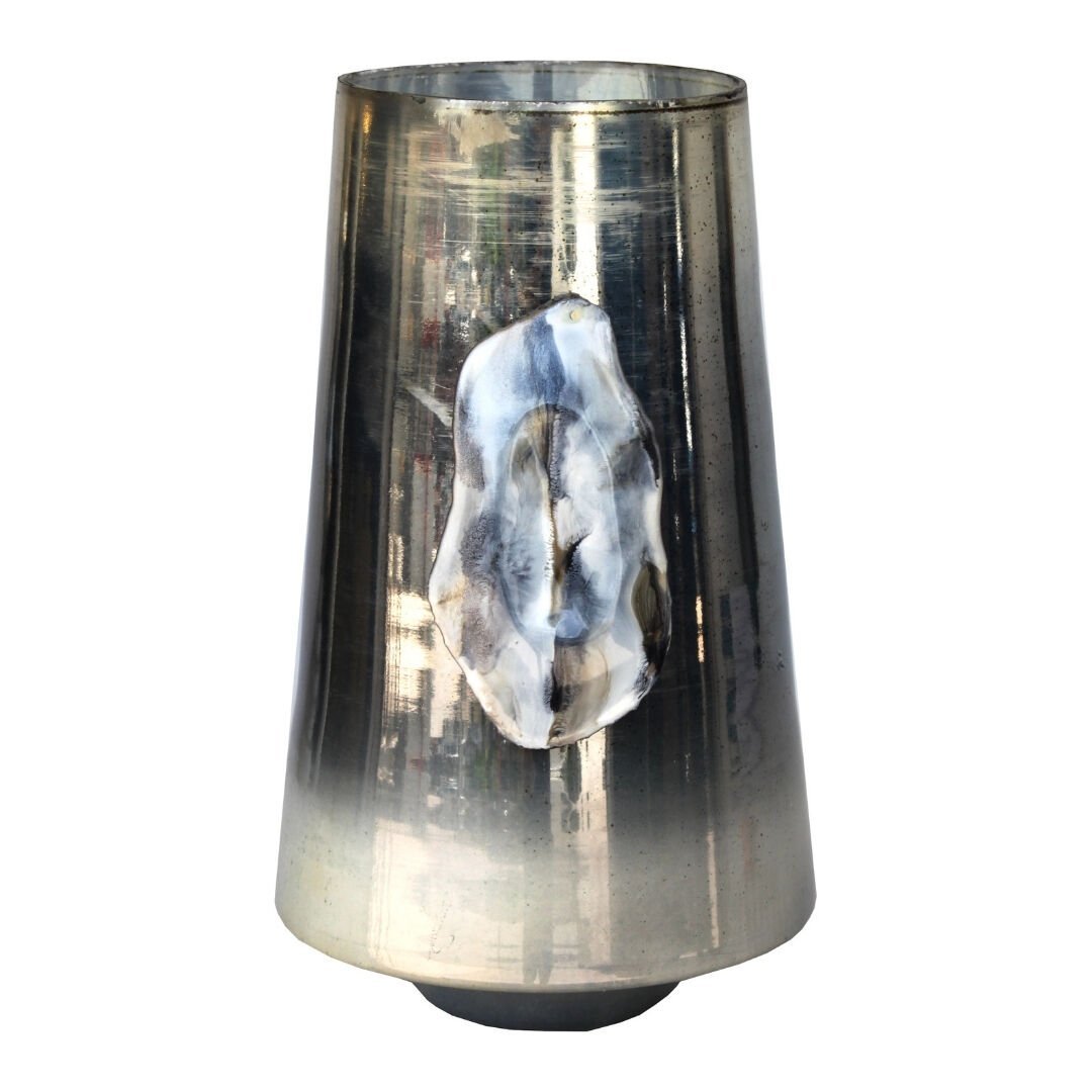 Doğaltaşlı Cam Vazo 19x32cm