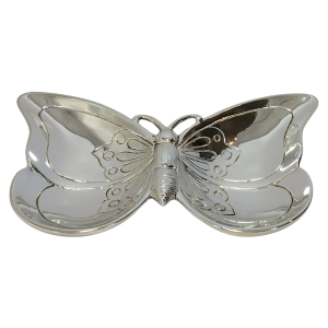 Kelebek Dekor Tabak Gümüş 20x37cm