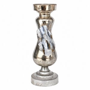 Doğaltaşlı Cam Şamdan 17x47cm