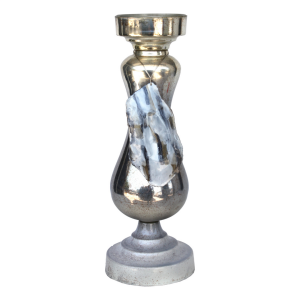 Doğaltaşlı Cam Şamdan 17x47cm