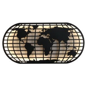 Ledli Metal Dünya Haritası 100x200cm