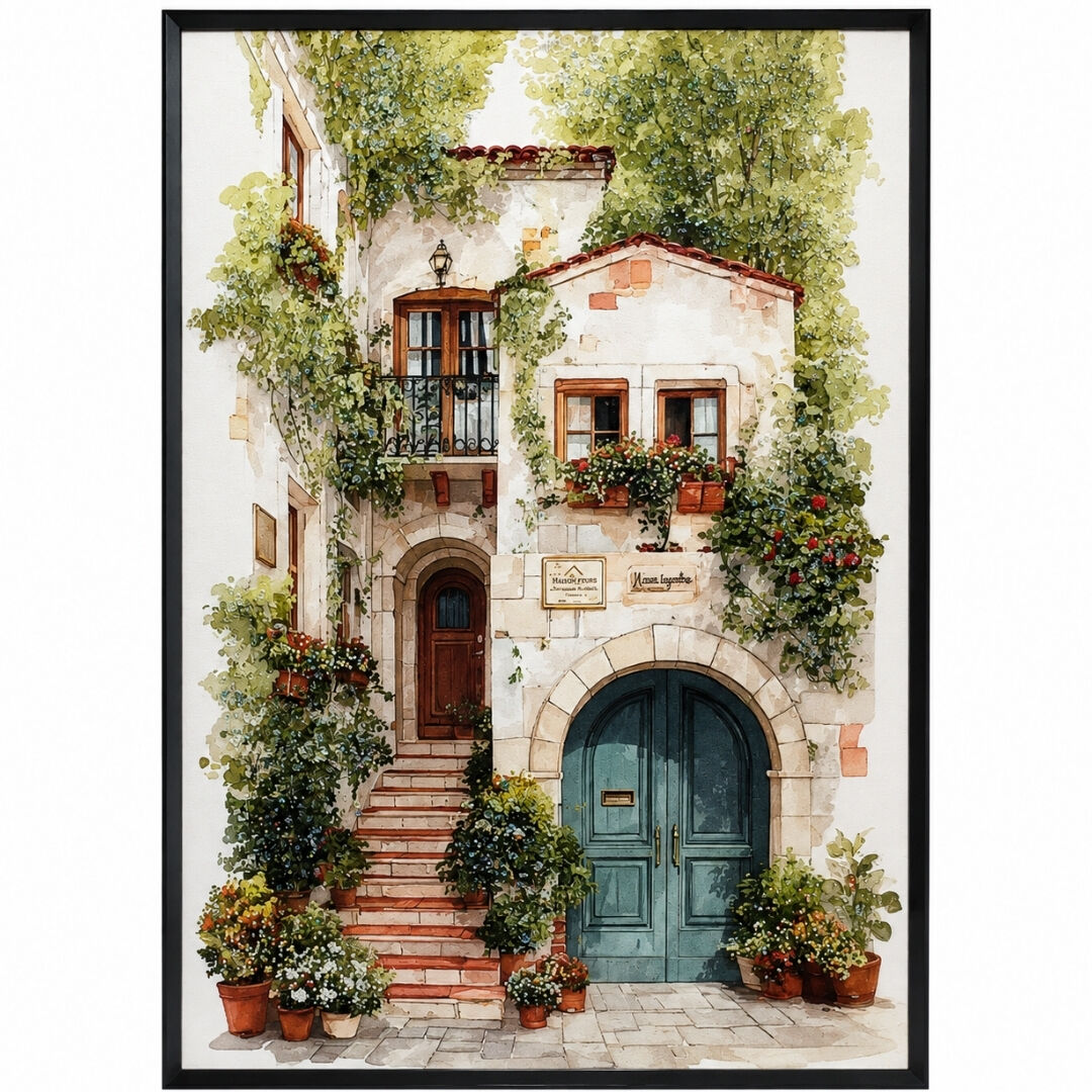 Epoksi Çiçekli Ev Tablo 75x115cm
