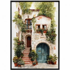 Epoksi Çiçekli Ev Tablo 75x115cm