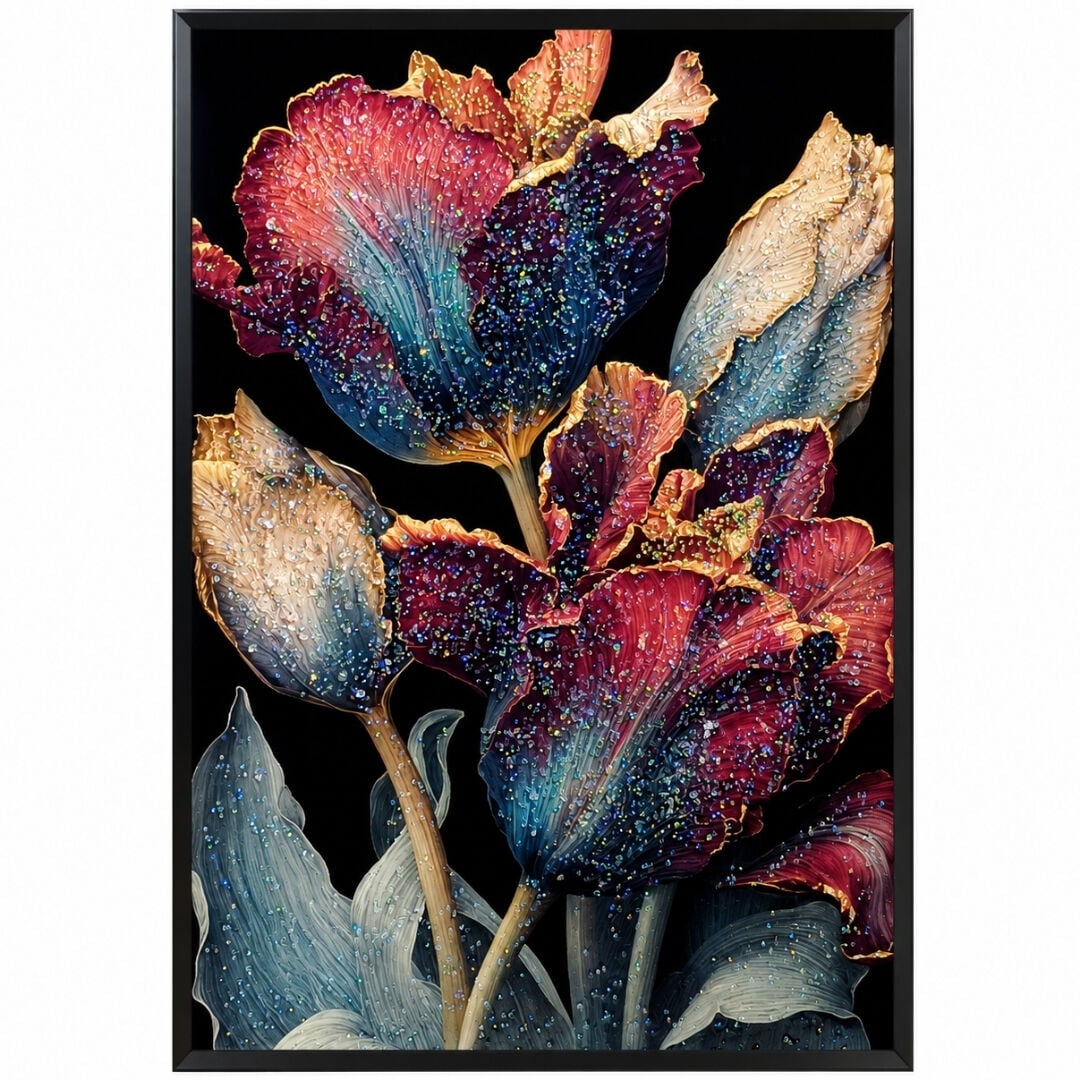 Epoksi Çiçekli Tablo 75x115cm