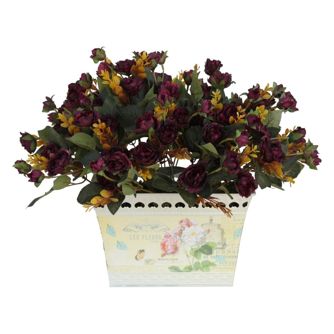 Metal Saksılı Güller 50x37cm