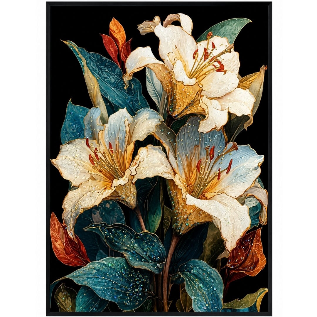Epoksi Çiçekli Tablo 75x115cm