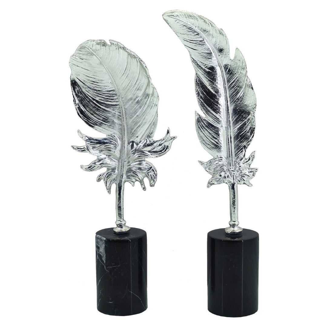 2li Set Döküm Yaprak Gümüş 13x40cm