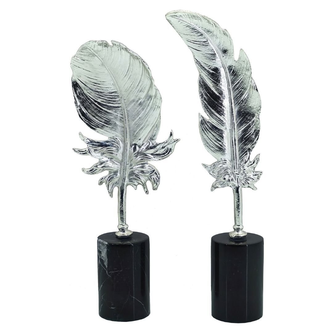 2li Set Döküm Yaprak Gümüş 13x40cm