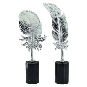 2li Set Döküm Yaprak Gümüş 13x40cm