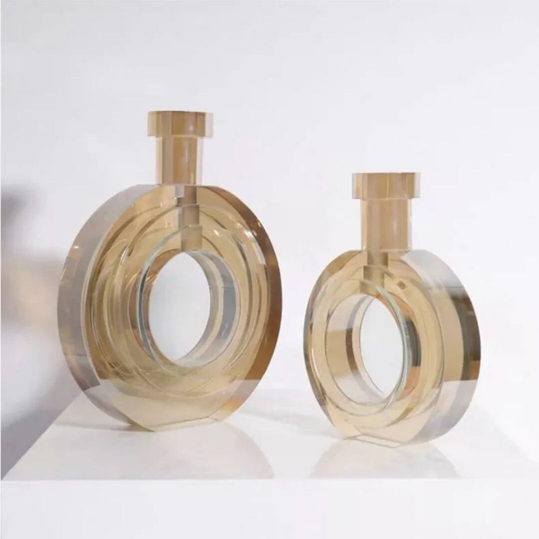 2li Set Kristal Vazo Amber 18x23cm