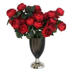 Metal Saksılı Güller Gümüş 43x55cm