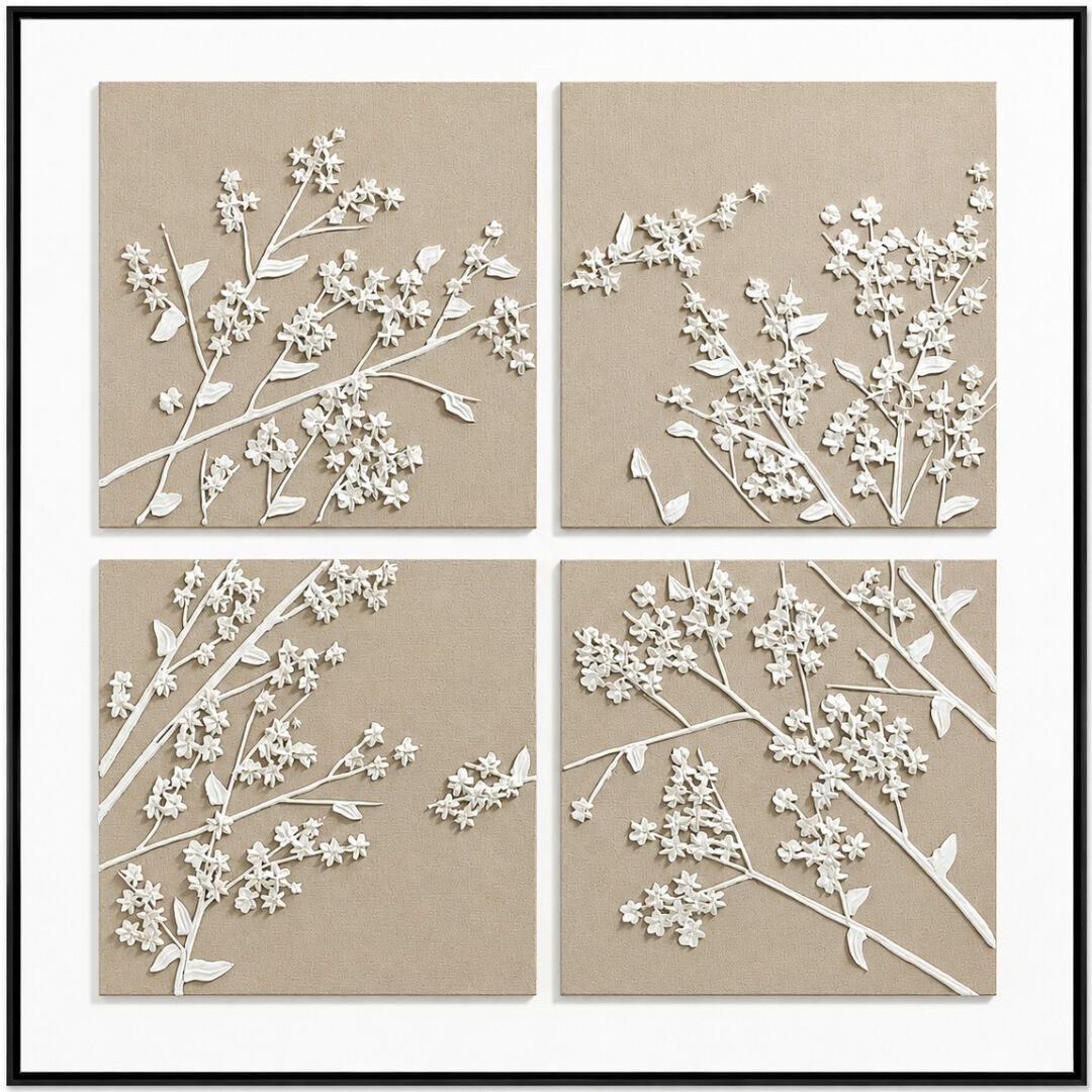 Çiçekler Rölyef Tuval Tablo 100x100cm