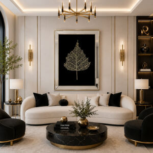 Işıltılı Yaprak Altın Tablo 74x104cm