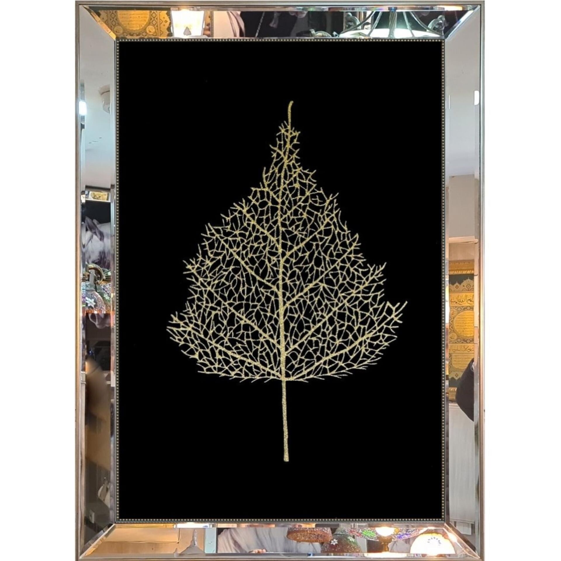 Işıltılı Yaprak Altın Tablo 74x104cm