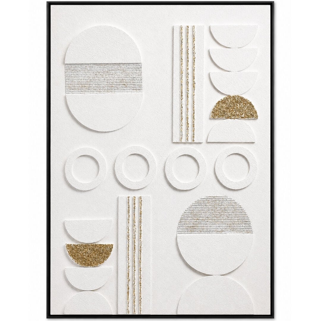 Bohem Rölyef Tuval Tablo Beyaz 80x120cm