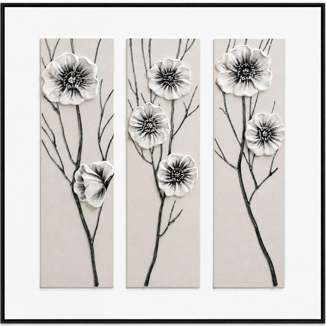 Çiçek Rölyef Tuval Tablo 100x100cm