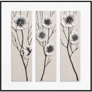 Çiçek Rölyef Tuval Tablo 100x100cm