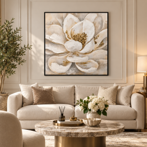 Çiçek Rölyef Tuval Tablo 100x100cm