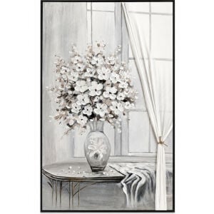 Saksılı Çiçek Rölyef Tuval Tablo 80x120cm