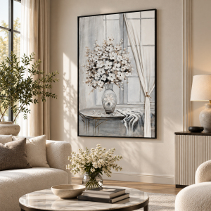 Saksılı Çiçek Rölyef Tuval Tablo 80x120cm