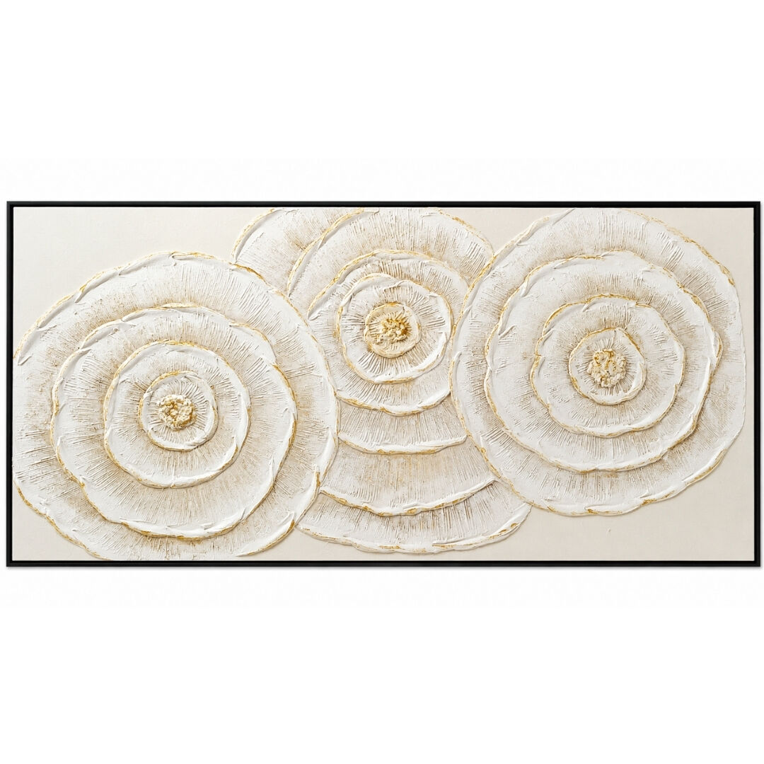 Çiçekli Rölyef Tuval Tablo 70x140cm