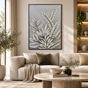Yapraklar Rölyef Tuval Tablo 80x120cm