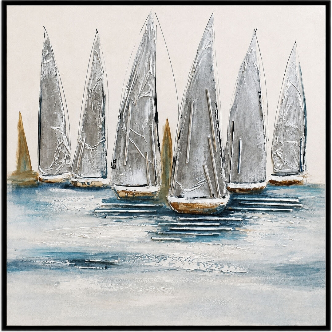 Yelkenli Rölyef Tuval Tablo 100x100cm