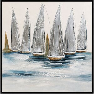 Yelkenli Rölyef Tuval Tablo 100x100cm
