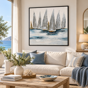 Yelkenli Rölyef Tuval Tablo 100x100cm