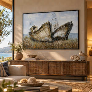Gemiler Rölyef Tuval Tablo 80x120cm