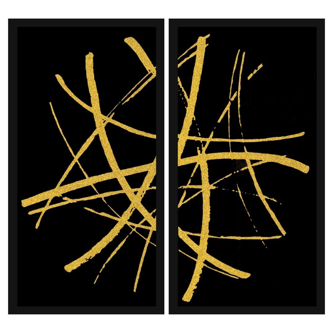 2 li Set Soyut Altın Tablo 115x120cm