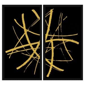 2 li Set Soyut Altın Tablo 115x120cm