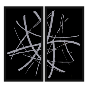 2li Set Soyut Gümüş Tablo 115x120cm