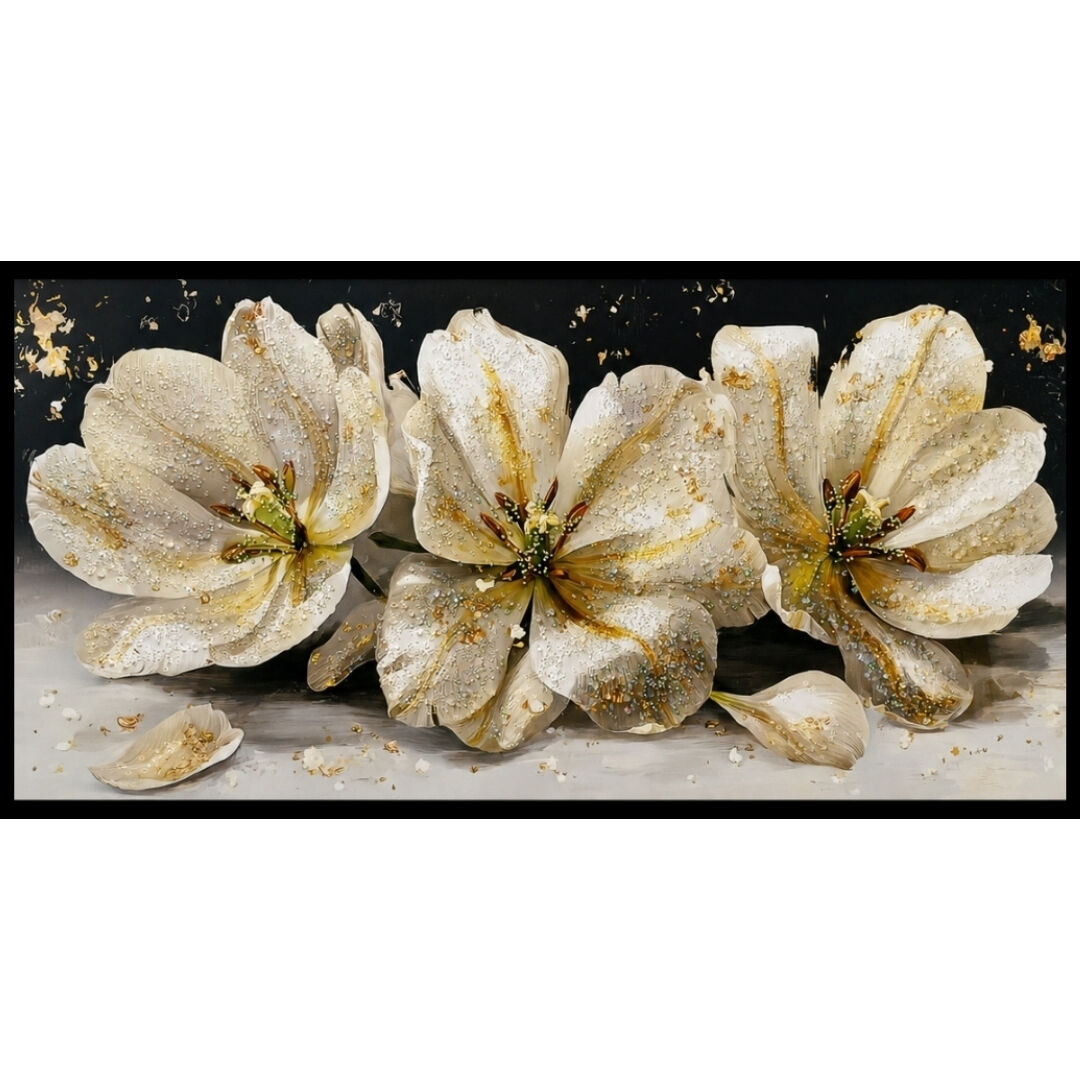 Epoksi Çiçekler Tablo 75x145cm