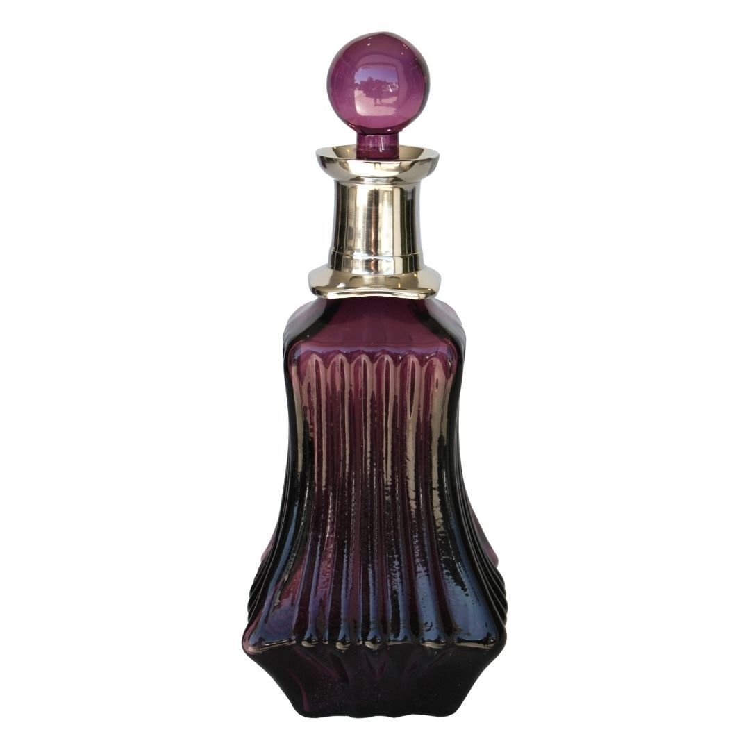 Kristal Şişe Mor Gümüş 12x31cm