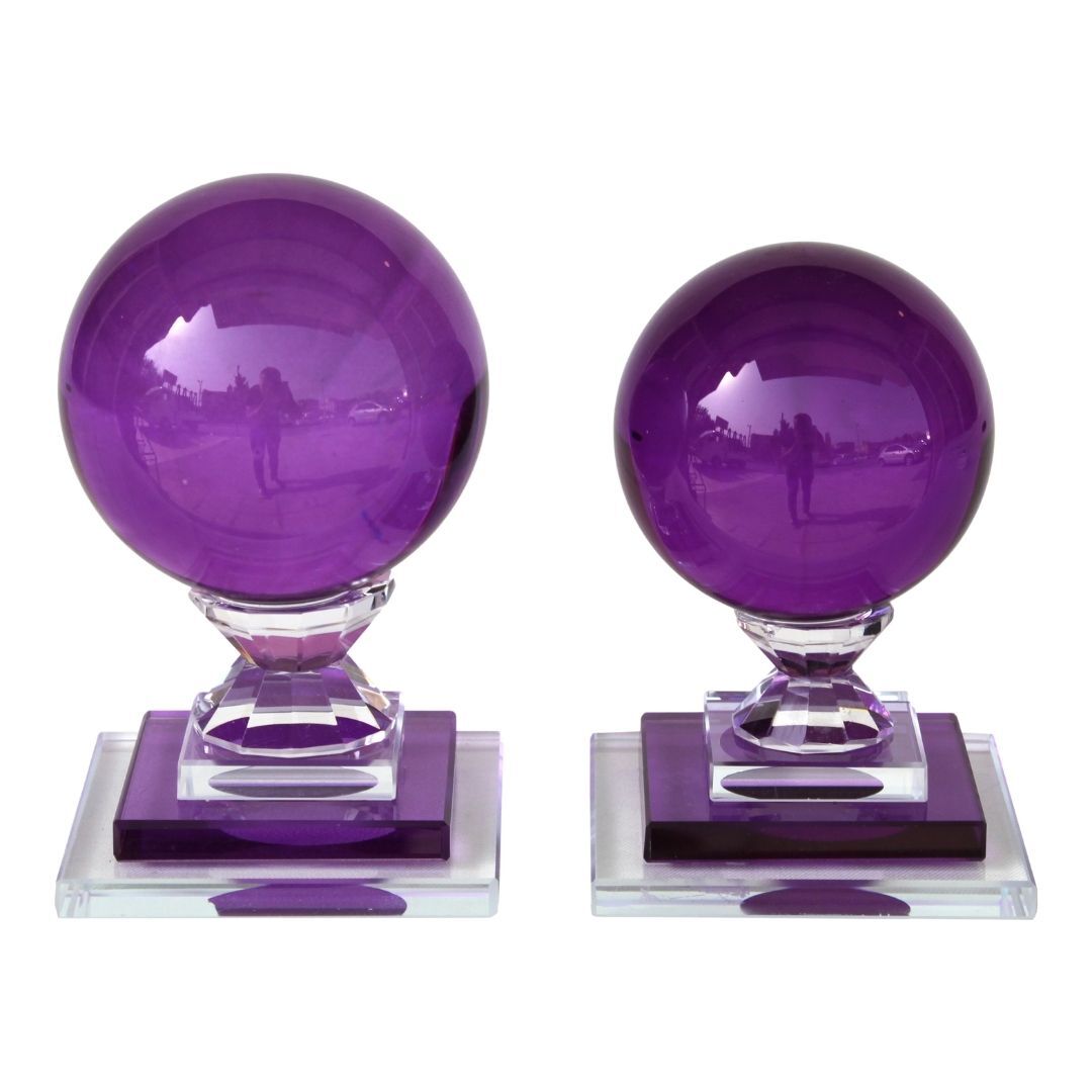 2li Set Kristal Küre Mor 8x13cm