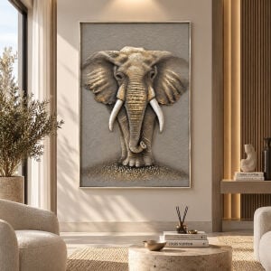 Elephant Rölyef Tuval Tablo 100x150cm