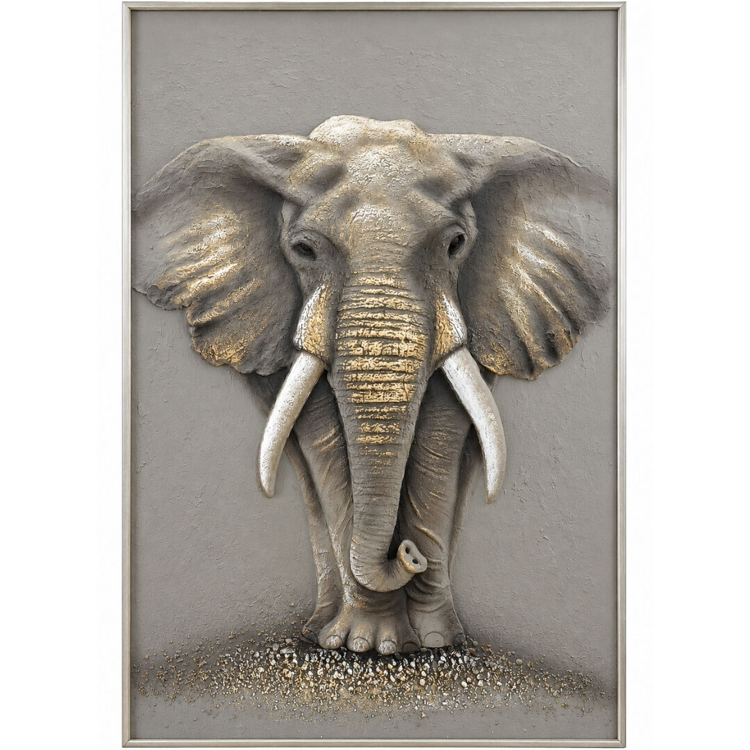 Elephant Rölyef Tuval Tablo 100x150cm