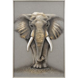 Elephant Rölyef Tuval Tablo 100x150cm
