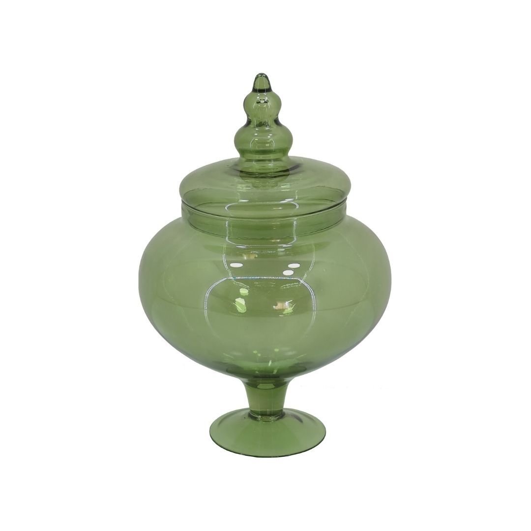 Cam Şekerlik Yeşil Büyük 22x32cm