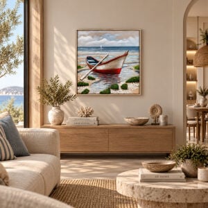 Kayık Rölyef Tuval Tablo 80x80cm