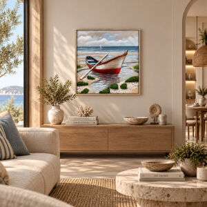 Kayık Rölyef Tuval Tablo 80x80cm