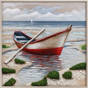 Kayık Rölyef Tuval Tablo 80x80cm