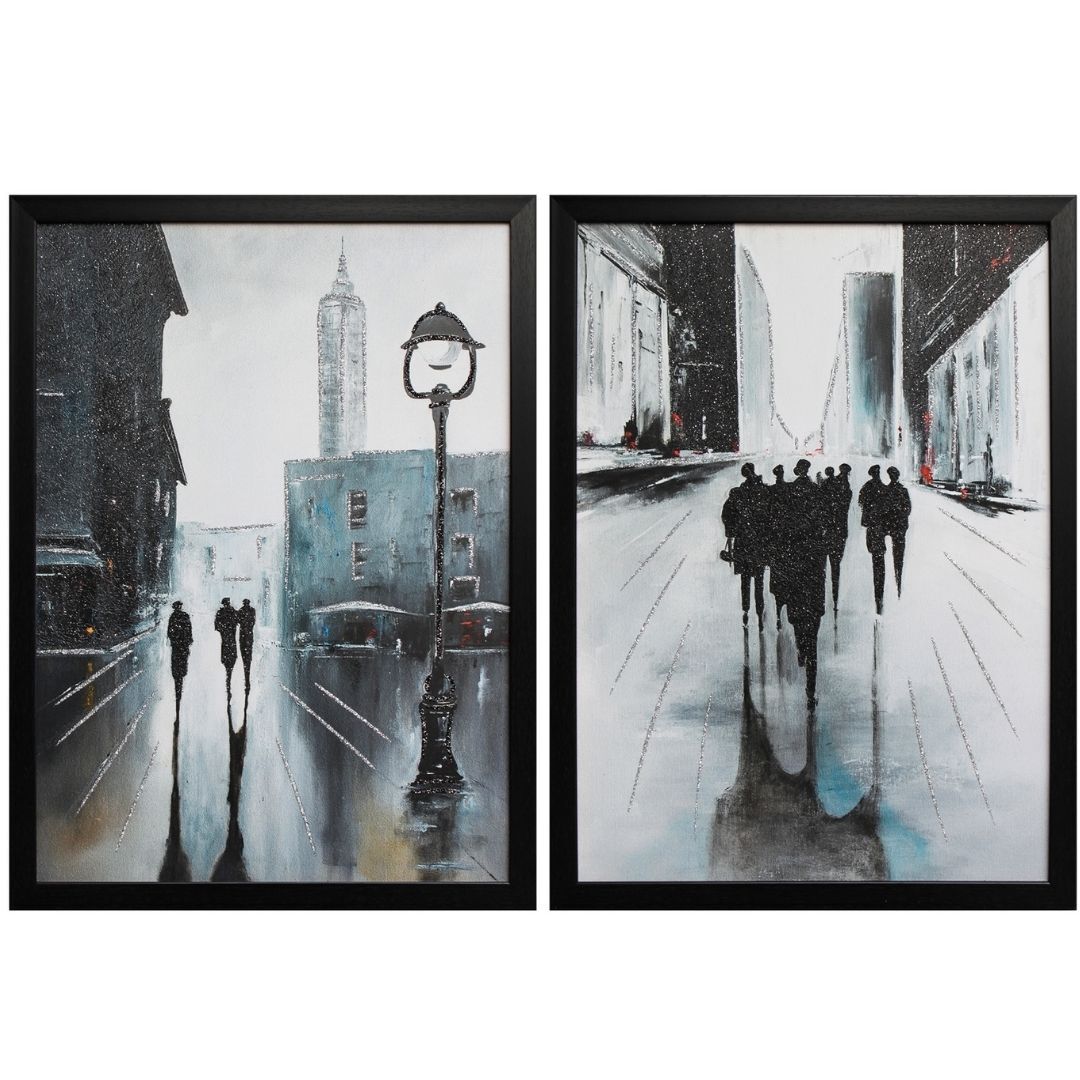 2 li Set Şehir Tuval Tablo 105x150cm