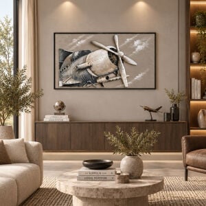 Uçak Rölyef Tuval Tablo 80x120cm