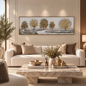 Ağaçlar Rölyef Tuval Tablo 60x180cm